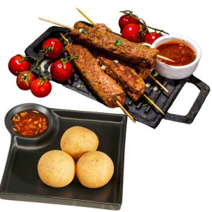 Kebabs or Yam Croquettes (3 count) with dipping sauce